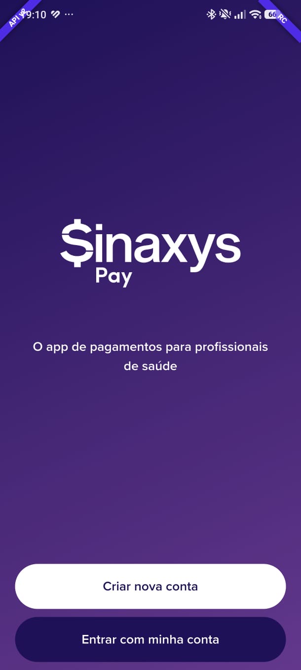Tela de abertura do app Sinaxys